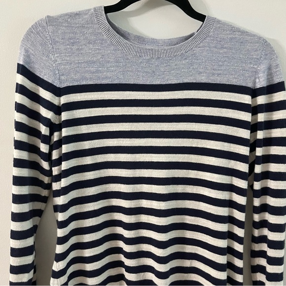 L.L. Bean | Blue and White Stripe Crewneck Sweater- Size Small - Picture 8 of 9